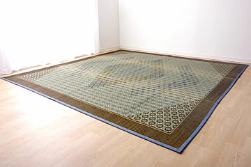 国産い草ラグ DX組子 グレー 約191×250cm 不織布裏