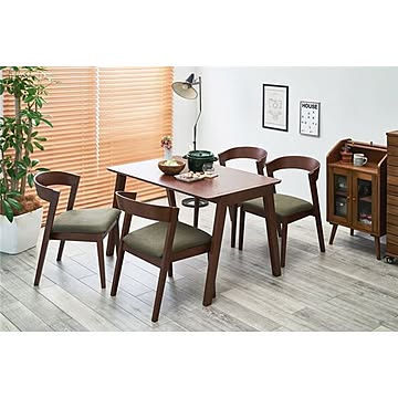 北欧風 ダイニング 5点セット テーブル×1 チェア×4 ダークブラウン×オリーブグリーン 約120cm幅