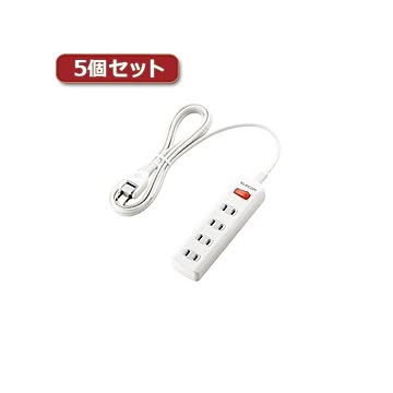 5個セットエレコム 一括スイッチ付 雷ガードタップ T-K3A-2425WH T-K3A-2425WHX5