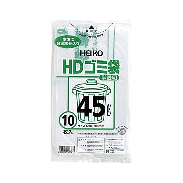 （まとめ） シモジマ HDゴミ袋 半透明ゴミ袋（10枚入） 6603801 【×20セット】