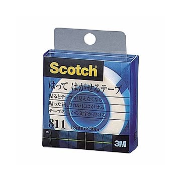 （まとめ） 3M スコッチ はってはがせるテープ 811 小巻 18mm×30m クリアケース入 811-1-18C 1巻 【×10セット】
