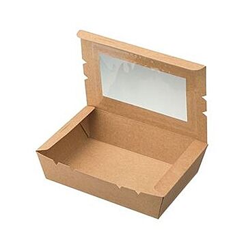 （まとめ）水野産業 窓付きランチボックス（M）クラフト 1パック（50枚）【×5セット】