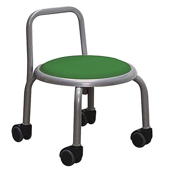 ボン 日本製 スタッキングチェア 3脚セット グリーン×シルバー 幅32cm 背付ローキャスター