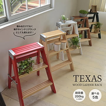 TEXAS　ラダーラック TEOR-43 ステップラダー ステップスツール ステップチェアー 脚立 踏み台 足台 DIY おしゃれ 木製 はしご 折りたたみ フォールディング 収納 頑丈 便利