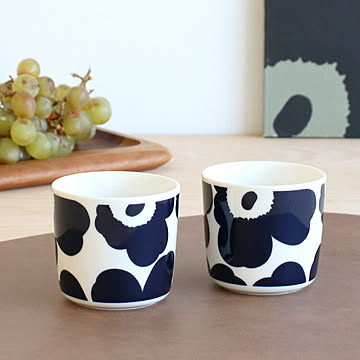 マリメッコ ウニッコ ラテマグ 200ml 2個入り(ペア) ダークブルー/ホワイト marimekko UNIKKO