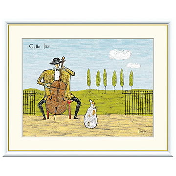 額絵 チェロ弾き 橋北太郎 52x42cm 三幸