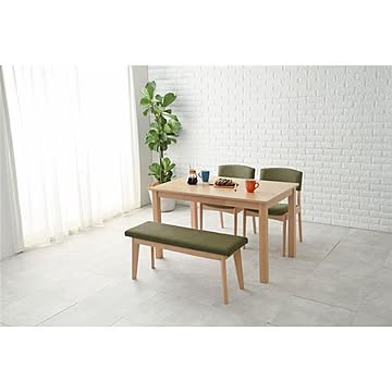 シンプルダイニング 4点組 テーブル チェア ベンチ ナチュラル×オリーブグリーン 机幅約120cm