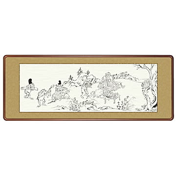 額絵 鳥獣戯画 恵風 124x48cm 三幸