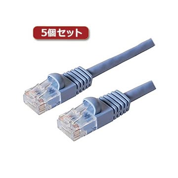 （まとめ）5個セット ミヨシ カテ6ストレートLANケーブル 2m ブルー TWN-602BLX5【×2セット】