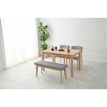 シンプルダイニング 4点組 ナチュラル×グレー テーブル×1 チェア×2 ベンチ×1 机幅約120cm 引出2杯