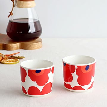 マリメッコ ウニッコ ラテマグ 200ml 2個入り(ペア) レッド marimekko UNIKKO