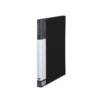（まとめ） TANOSEE クリヤーファイル（台紙入） A4タテ 40ポケット 背幅23mm ダークグレー 1冊 【×5セット】