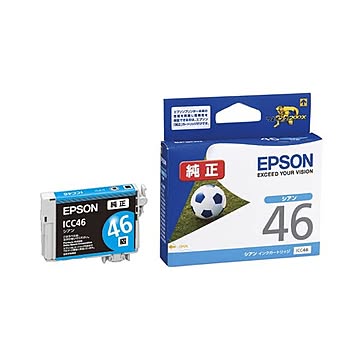 (まとめ) エプソン EPSON インクカートリッジ シアン ICC46 1個 【×10セット】