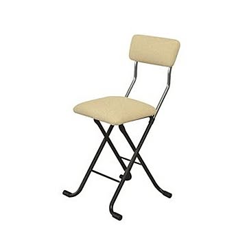 折りたたみ椅子 幅400×奥行445×高さ765mm ベージュ×ブラック 日本製 スチールパイプ 完成品 1脚販売 リビング 在宅ワーク