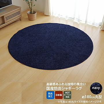 イケヒコ・コーポレーション シャンゼリゼ ラグ 180cm円形 ネイビー 4722199