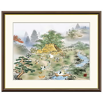 額絵 七福四神相応図 有馬荘園 52x42cm 三幸