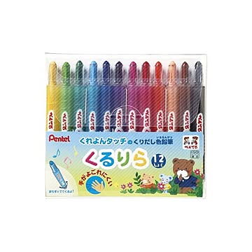 （まとめ） ぺんてる くりだし色鉛筆 くるりら 12色セット 【×5セット】