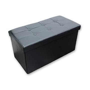 PVC 収納ボックス Mサイズ フタ付き スツール型 黒