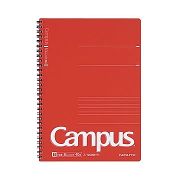 （まとめ）コクヨ キャンパスツインリングノート（PP表紙）セミB5 B罫 40枚 赤 ス-T205B-R 1セット（5冊）【×5セット】