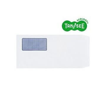 TANOSEE 窓付封筒 裏地紋付 ワンタッチテープ付 長3 80g/m2 ホワイト 業務用パック 1箱(1000枚)