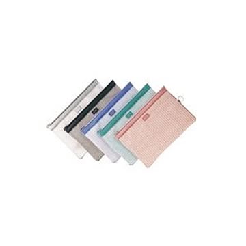 (業務用5セット) LIHITLAB メッシュケース/薄型ポーチ 【A4】 ジッパータイプ マチなし F-246 オフホワイト