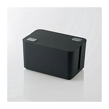 （まとめ）エレコム ケーブルボックス（4個口） EKC-BOX002BK【×2セット】