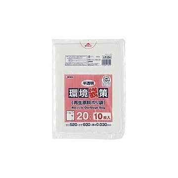 （まとめ）ジャパックス 環境袋策 再生ポリ袋 半透明 20L LR24 10枚【×100セット】
