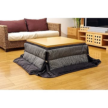 薄掛け こたつ布団 【単品 グレー 180×180cm】 折りたたみ収納可 ダッフルボタン付き 省スペース 〔リビング〕
