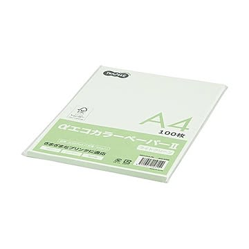 (まとめ) TANOSEE αエコカラーペーパーII A4 ライトグリーン 少枚数パック 1冊（100枚） 【×30セット】