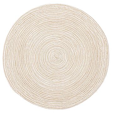 ブレイド ラグマット 綿100％ 直径160cm 円形 ベージュホワイト 床暖房対応
