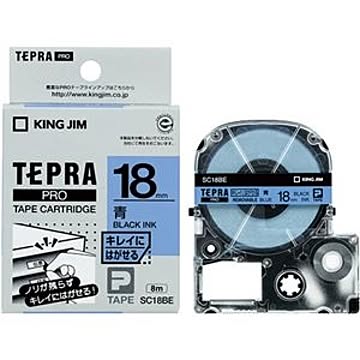 （まとめ） キングジム テプラ PRO テープカートリッジ キレイにはがせるラベル 18mm 青／黒文字 SC18BE 1個 【×4セット】