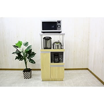 レンジ台 幅60cm スライドレール 2口コンセント 米びつ付き 日本製 キッチン収納 完成品 台所 インテリア家具