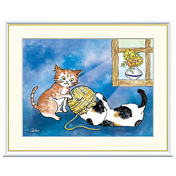 額絵 健やかなねこ 千春 61x49.5cm 三幸