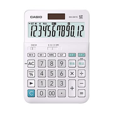 （まとめ）カシオ W税率電卓 12桁 デスクタイプDW-200TC-N 1台【×2セット】