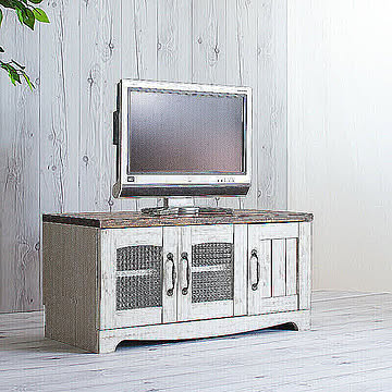 北欧風 ヴィンテージ ローボード テレビ台 木製 ホワイト 幅80 奥行40 高さ40 引出付き 19インチ～32インチ対応
