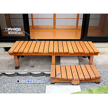Wooddeck（ウッドデッキ） ウッドデッキ 幅 180 cm × 奥行 58cm ステップセット m10873