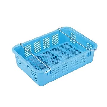 【5個セット】プラスケット/網目ボックス 【金具付き】 ブルー スタッキング金具使用時：段積み可【代引不可】