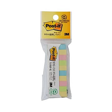 (まとめ) 3M ポストイット スリム見出しミニ 再生紙スタンダードカラー 25×7.5mm 混色 715RP-K 1パック（10冊）  【×30セット】