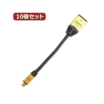 10個セット HORIC HDMI-HDMI MICRO変換アダプタ 7cm ゴールド HDM07-330ADGX10