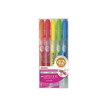 (業務用100セット) ZEBRA ゼブラ 蛍光ペン 蛍光オプテックス1 EZ 【5色セット】 つめ替え式 WKS11-5C