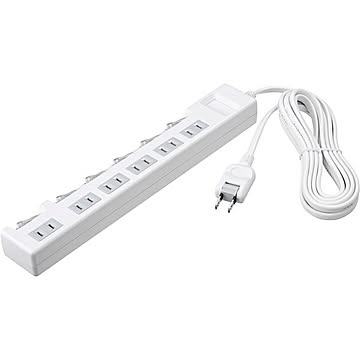 バッファロー（サプライ） 2ピン式電源タップ 個別スイッチ/ほこり防止シャッター付/6個口/3.0m ホワイト BTCSHWJT2630WH