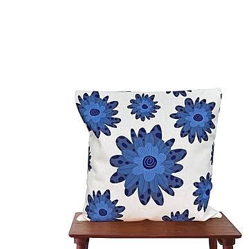 森のクッション ヒノキの香り 生成り 45cm×45cm Abstract blue flowers