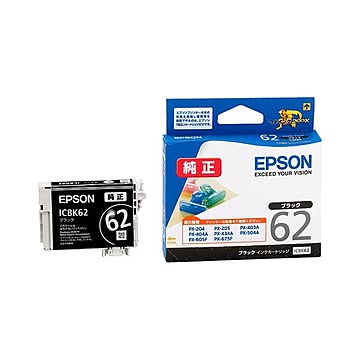 (まとめ) エプソン EPSON インクカートリッジ ブラック ICBK62 1個 【×10セット】