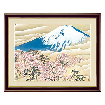アート 額絵 富士と桜図 横山 大観 本紙サイズ F4(約31x23cm) 額サイズ 42x34cm 三幸