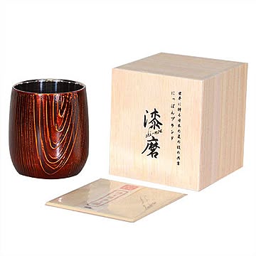 ウチキ 漆磨 漆塗りカップ 和然檀 和然檀+(わもだんぷらす) ダルマカップ 赤(紫檀)(二重構造) SCW-D202