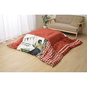 パンダ柄 こたつ布団 【長方形 約190cm×240cm】 洗える ポリエステル ピーチスキン 〔リビング〕
