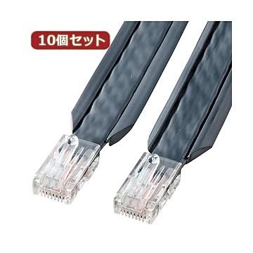 10個セット サンワサプライ アンダーカーペットLANケーブル（グレー・5m） KB-CP5-05X10