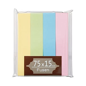 (まとめ) TANOSEE ふせん 75×15mm パステルアソート 1パック（4冊） 【×30セット】