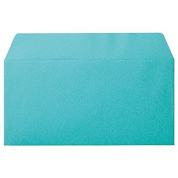 (まとめ) 寿堂 カラー横型封筒 110×220mm 127.9g／m2 テープのり付 〒枠なし フレッシュソーダ 10352 1パック（10枚） 【×15セット】