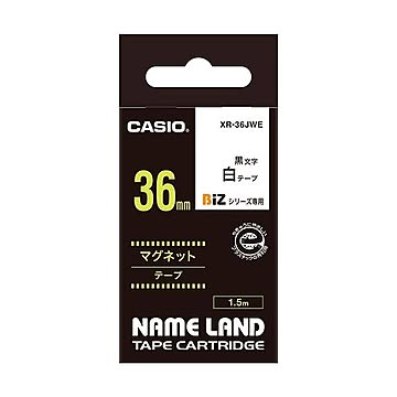 (まとめ) カシオ CASIO ネームランド NAME LAND マグネットテープ 36mm×1.5m 白／黒文字 XR-36JWE 1個 【×5セット】
